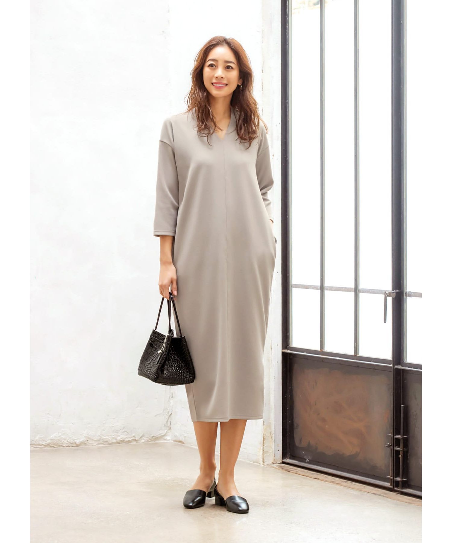 7分袖ライトリラックスvネックワンピース Style Deli スタイルデリ の通販 アイルミネ