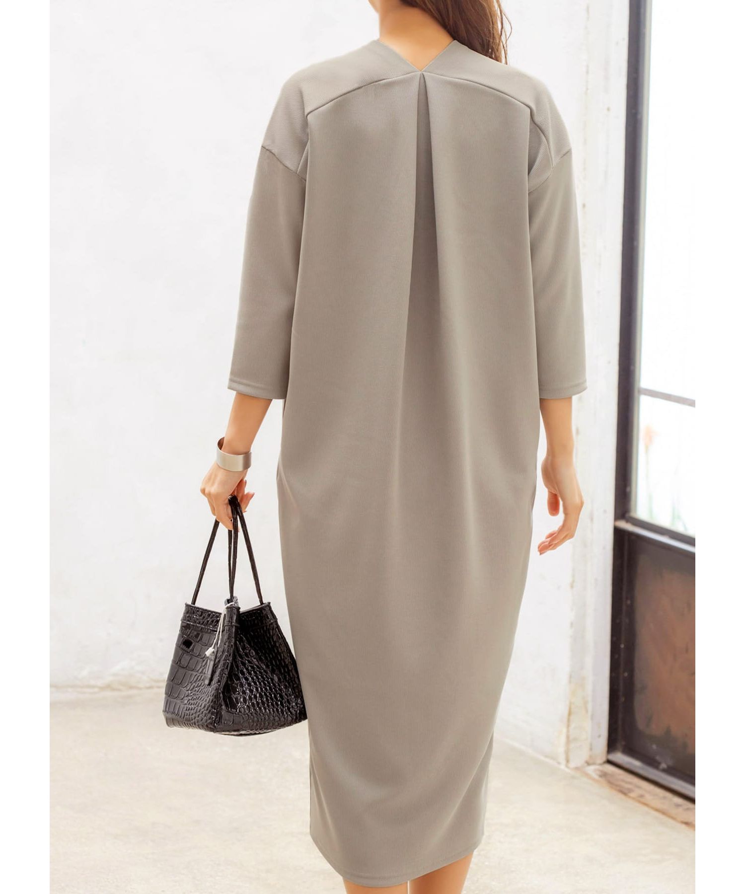 7分袖ライトリラックスvネックワンピース Style Deli スタイルデリ の通販 アイルミネ