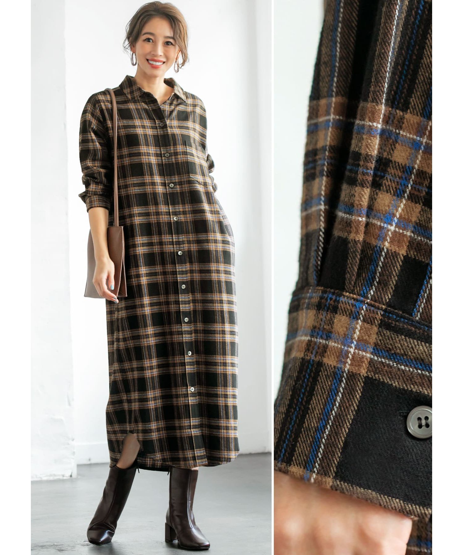 チェック柄ロングシャツワンピース Style Deli スタイルデリ の通販 アイルミネ