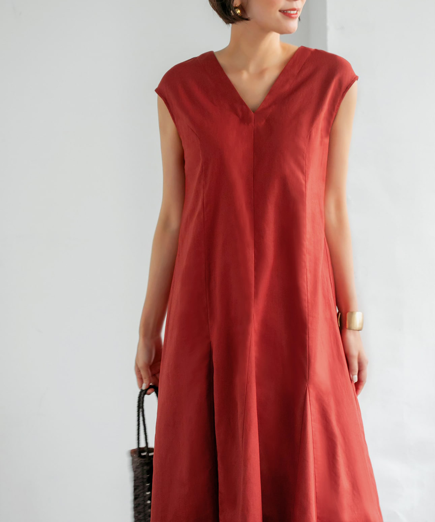 綿麻vネックフレアーワンピース Style Deli スタイルデリ の通販 アイルミネ