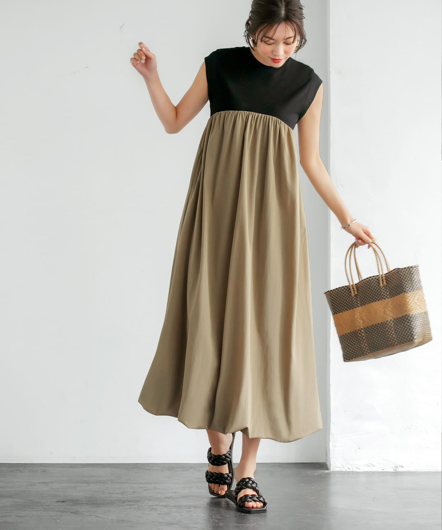 Luxe 切替ロングバルーンワンピース Style Deli スタイルデリ の通販 アイルミネ Luxe 切替ロングバルーンワンピース Style Deli スタイルデリ の通販 アイルミネ