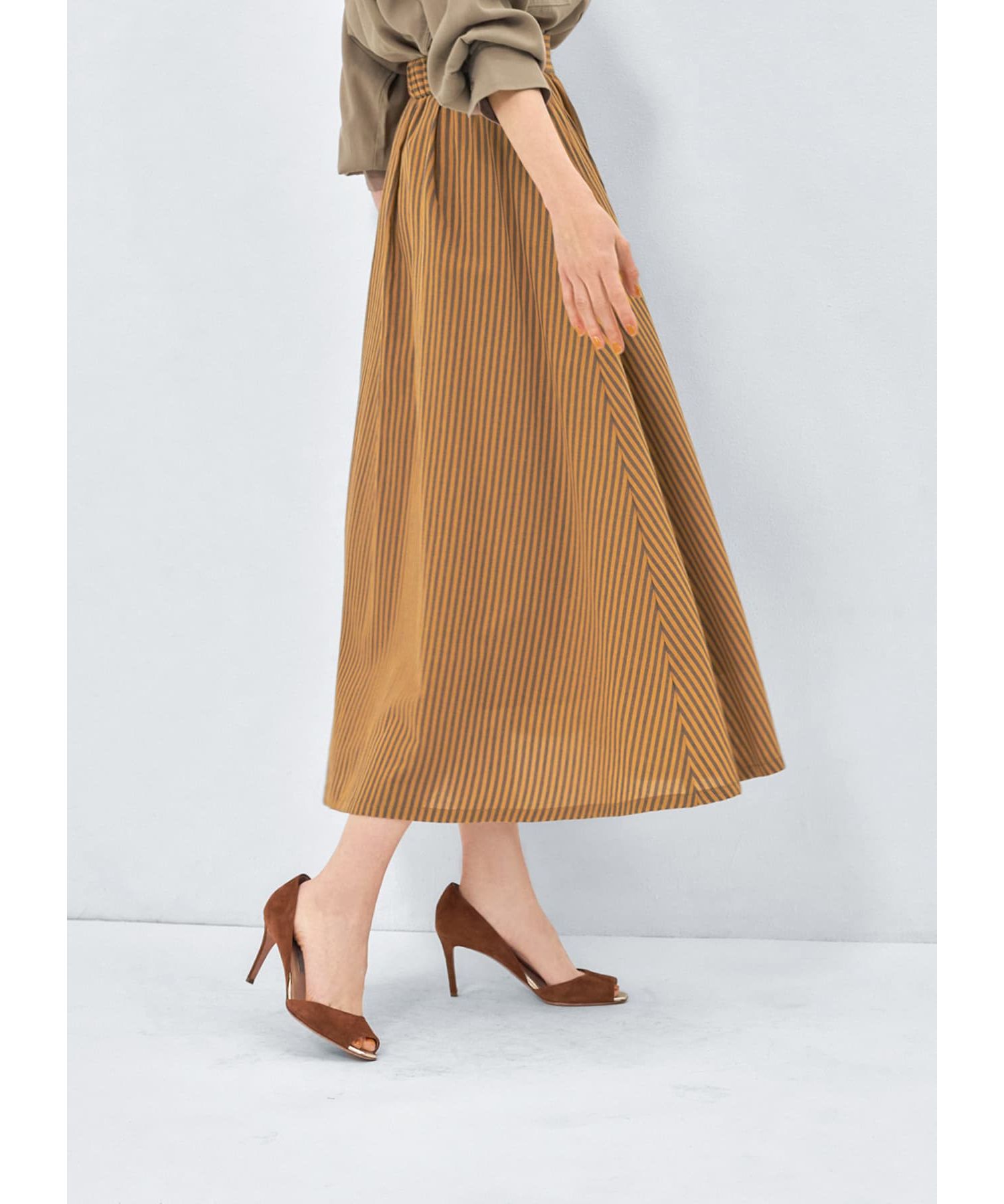 カラーナチュラルストライプ織りスカート|STYLE DELI(スタイルデリ)の