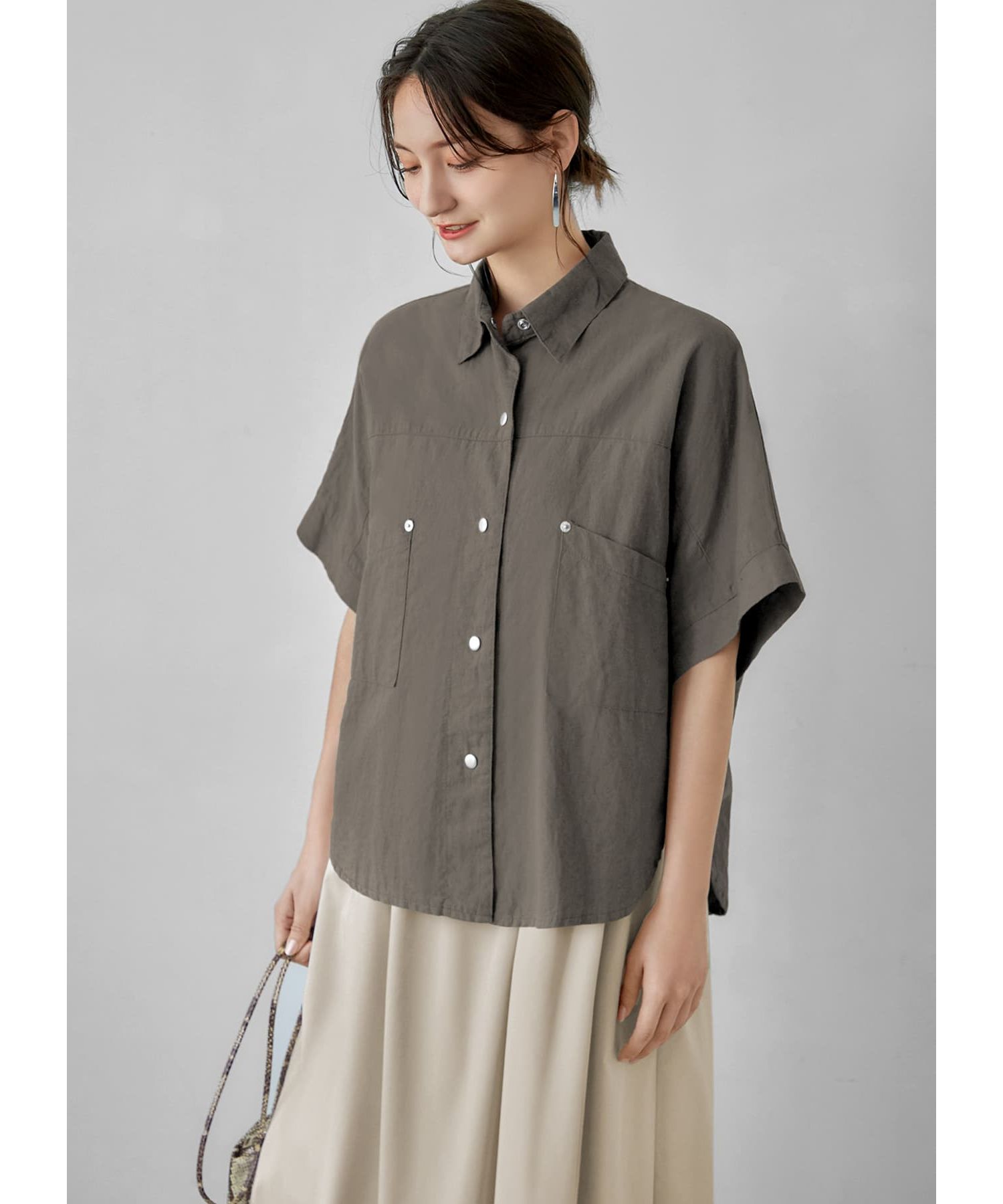 綿麻スナップボタンシャツジャケット|STYLE DELI(スタイルデリ