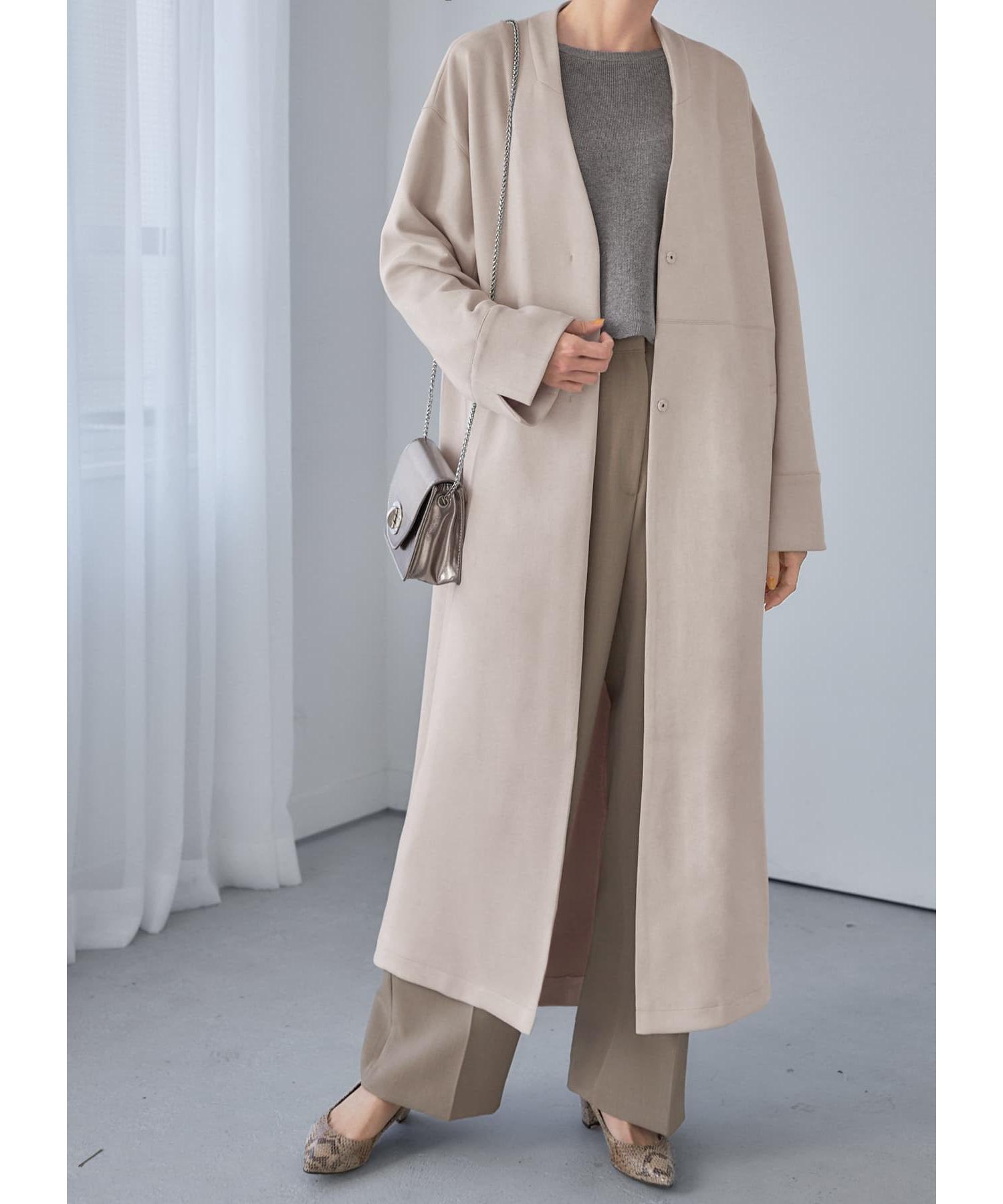 フェイクスエードノーカラーコート／ロング丈|STYLE DELI(スタイルデリ  