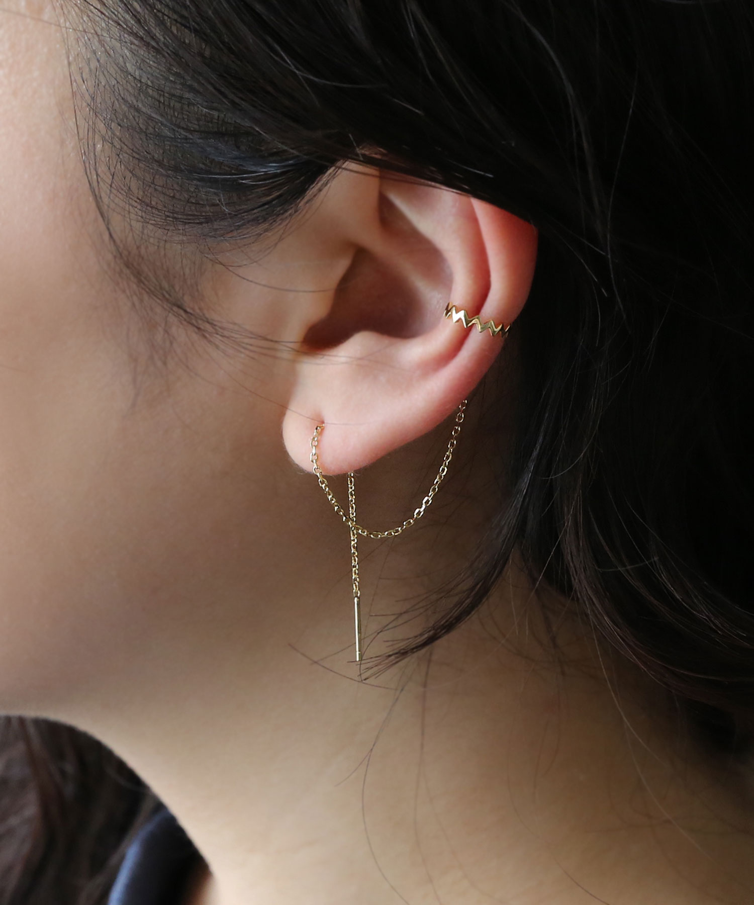 silver925 はみ出 ჰ❛‿❛ჴ❤ チェーンピアス
