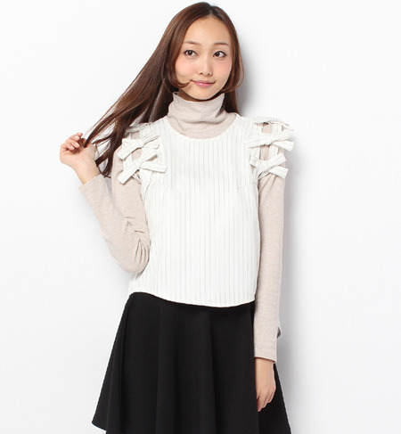 Titilate Valet ツイードリボントップス