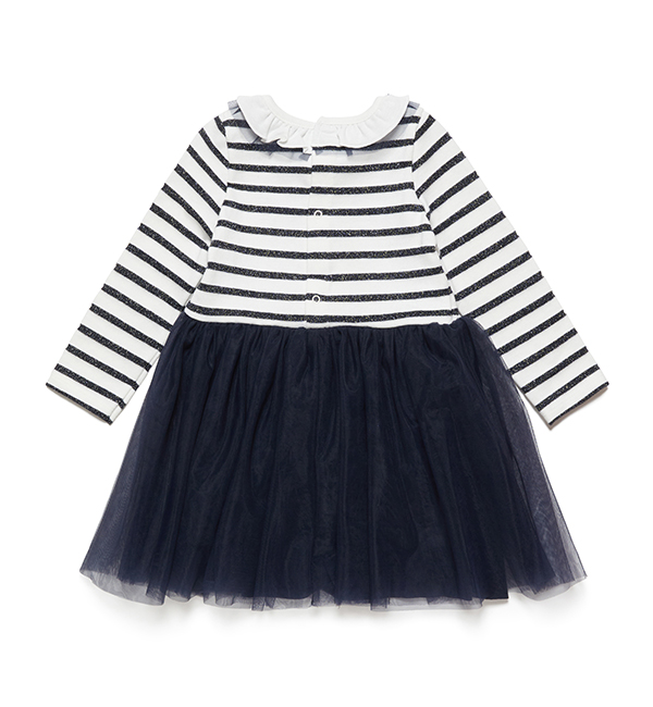 チュール付きベロアマリニエールワンピース Petit Bateau プチバトー の通販 アイルミネ