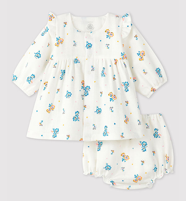 プリントブルマ付長袖ワンピース ベビー プチバトー Petit Bateau の通販 アイルミネ