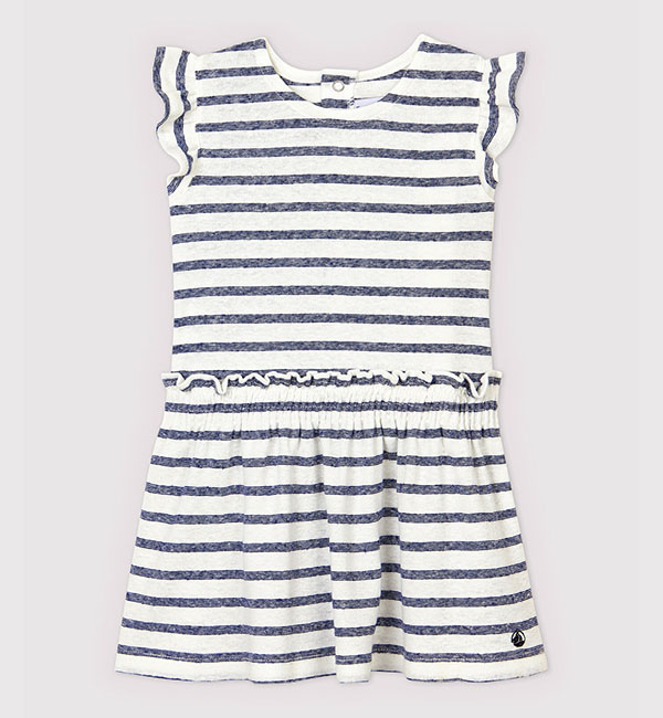 コットンリネンボーダー半袖ワンピース Petit Bateau プチバトー の通販 アイルミネ