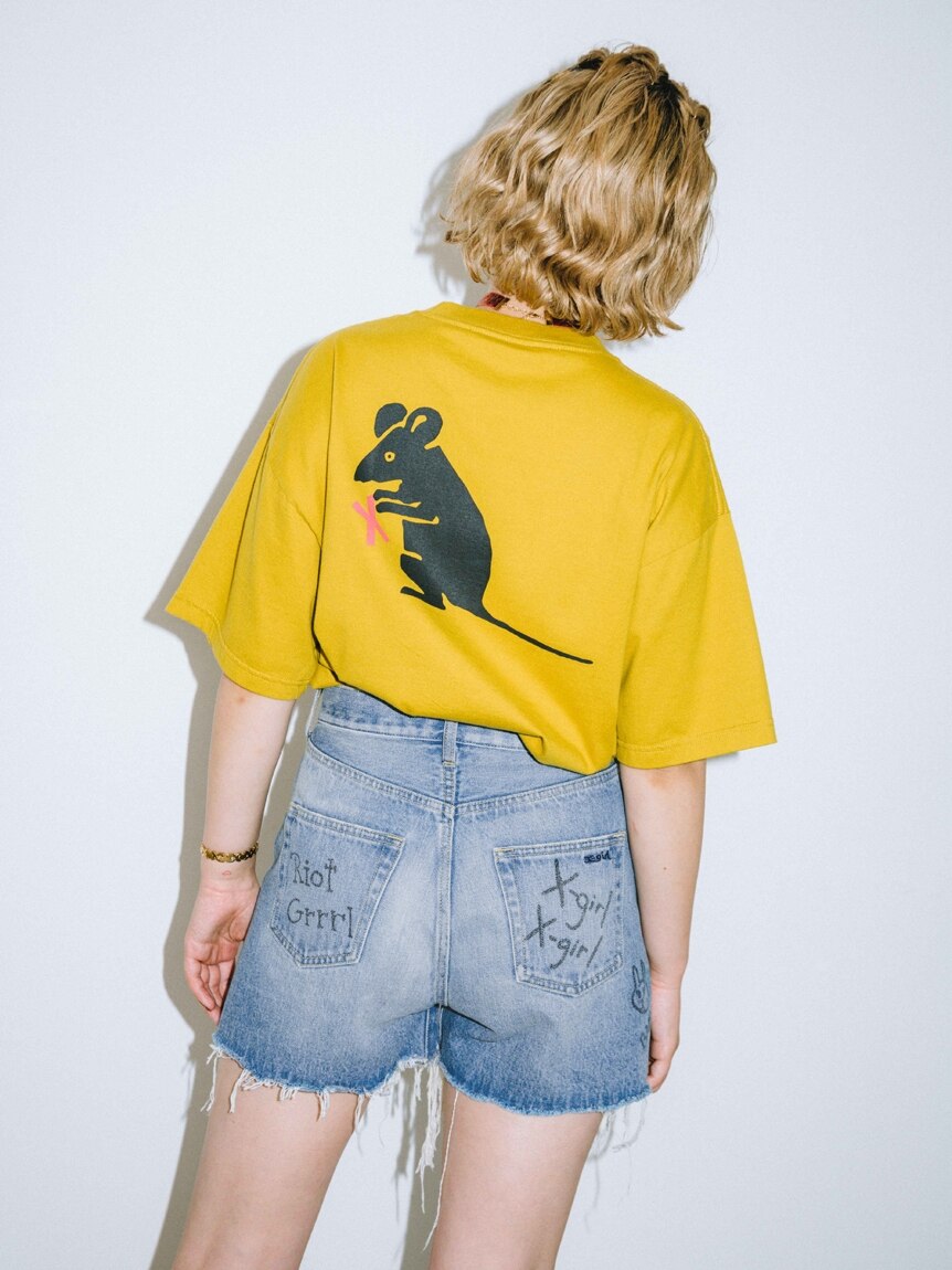 yellow jean shorts