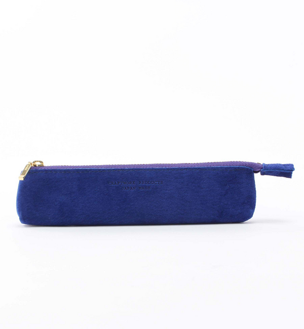 スエード ファスナーペンケース ブルー(SUEDE FASTENER PEN CASE blue)
