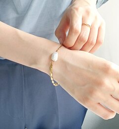 バロックパール×メタルチェーン　ブレスレット