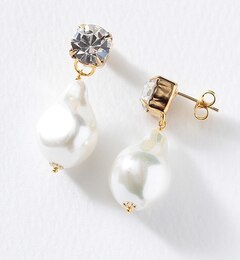 ビジュー×ニュアンスパール ゴールドピアス
