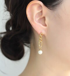 パール×チェーン ピアス