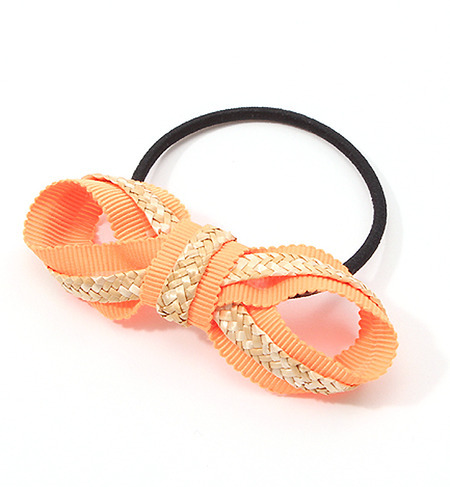 Straw ribbonヘアゴム neon orange