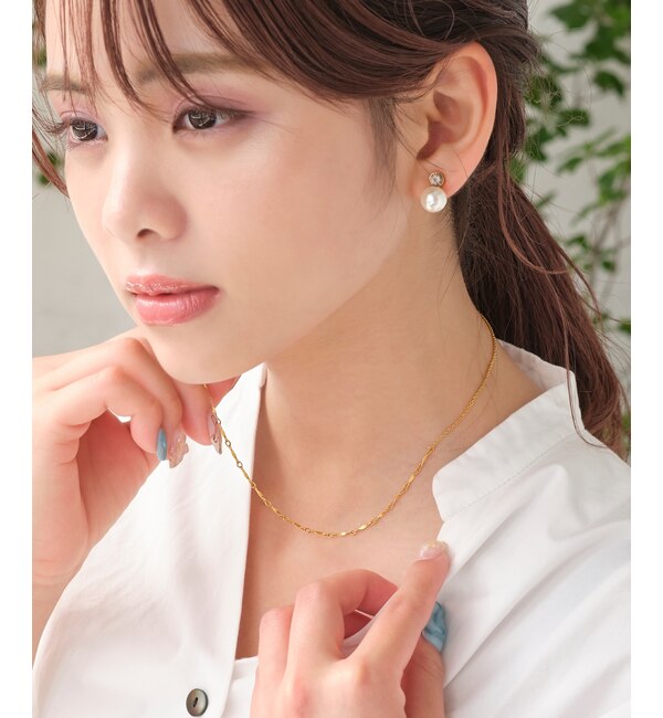ワンドロップパールビジューイヤリング グレー|Phoebe(フィービィー)の通販|アイルミネ *1 グレーパールのビジューピアス イヤリング