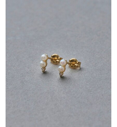K10YG ダイヤモンド/パール ピアス|ete(エテ)の通販｜アイルミネ
