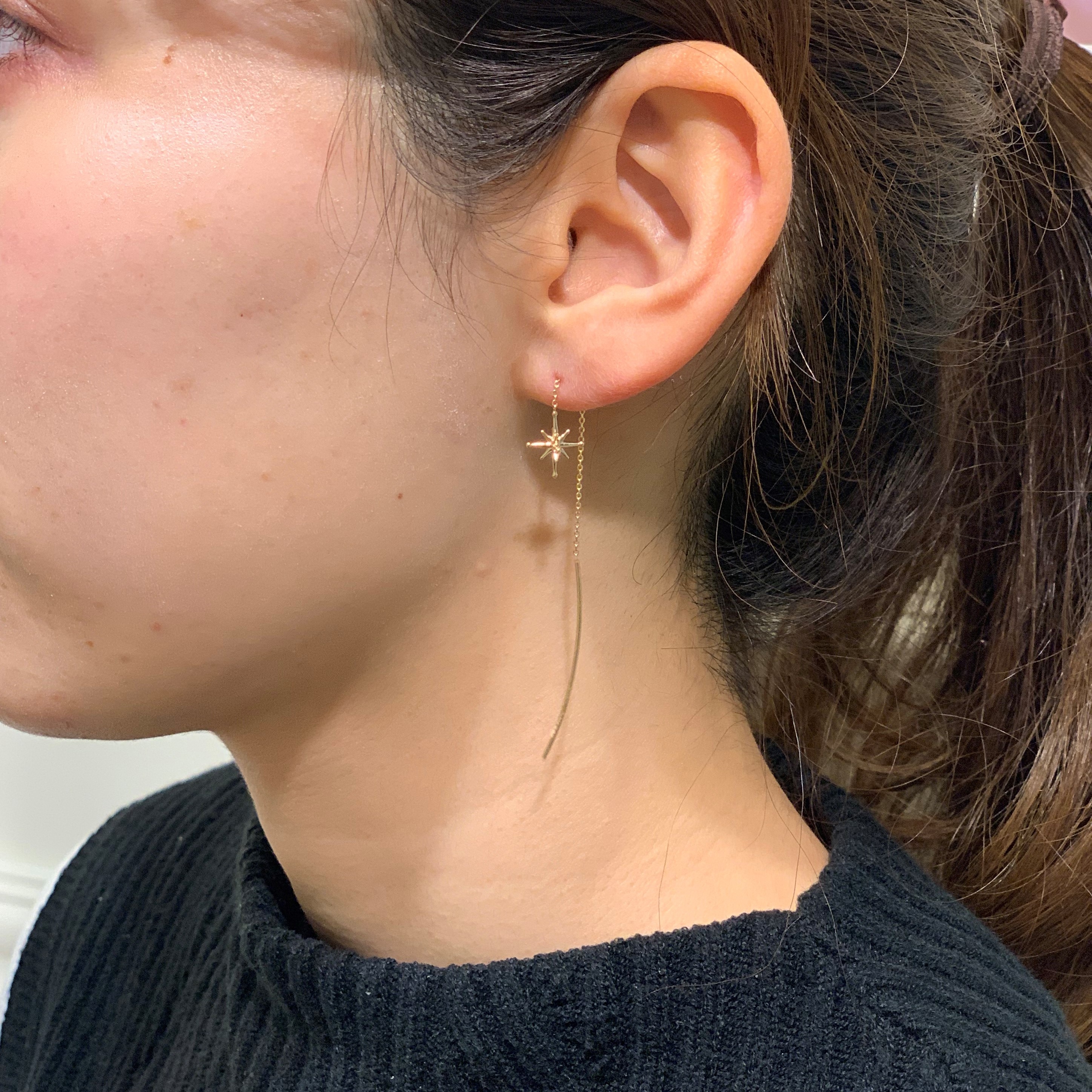 CROSSING STAR LONG PIERCED EARRINGS|STAR JEWELRY(スタージュエリー ...