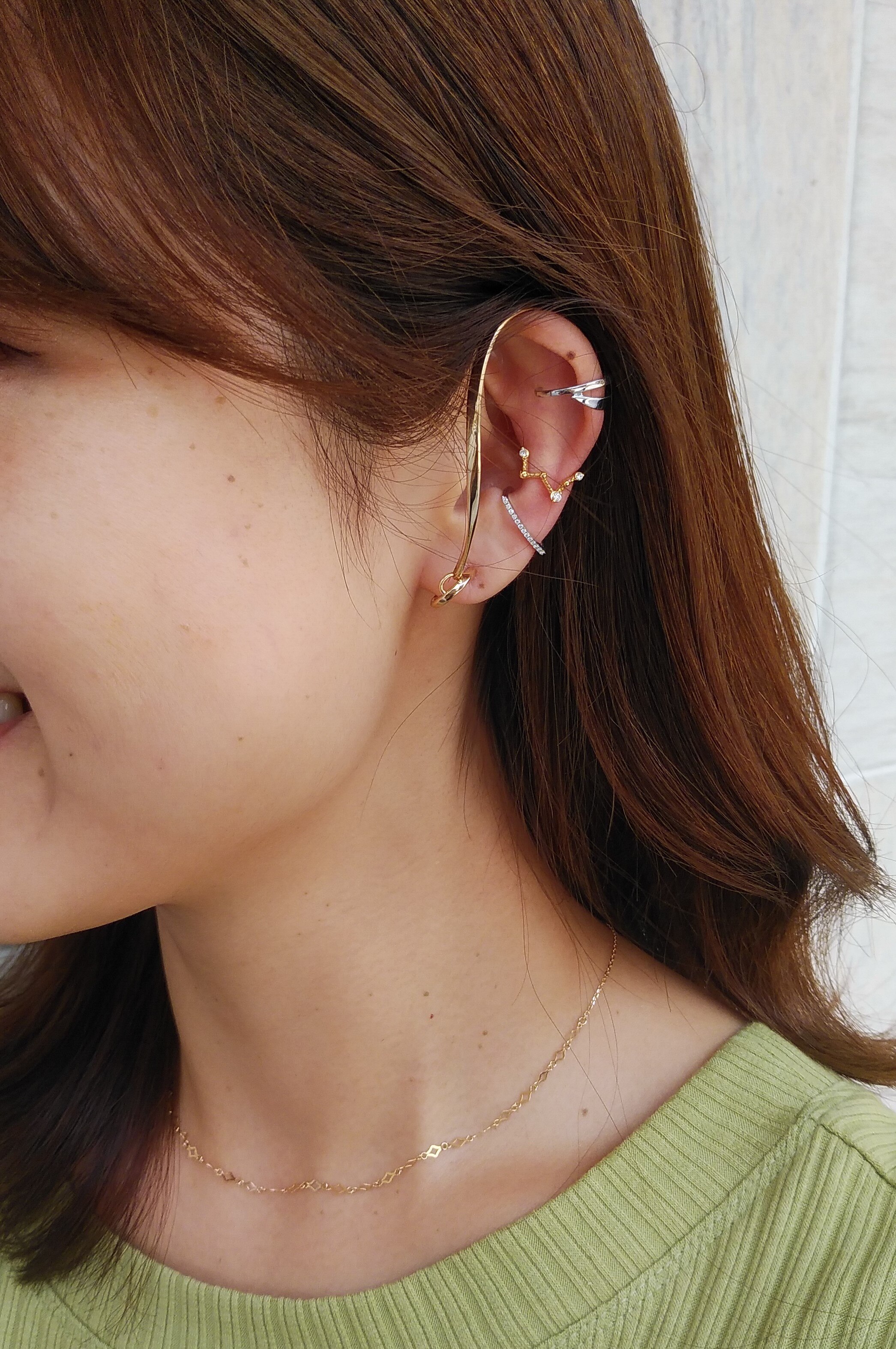 WAVE PIERCED EARRING/EARCUFF