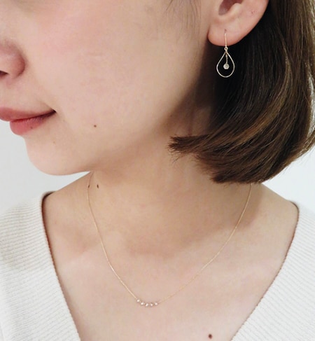 シャンパンダイヤモンド 0.2ct フック ピアス | K18|cui-cui