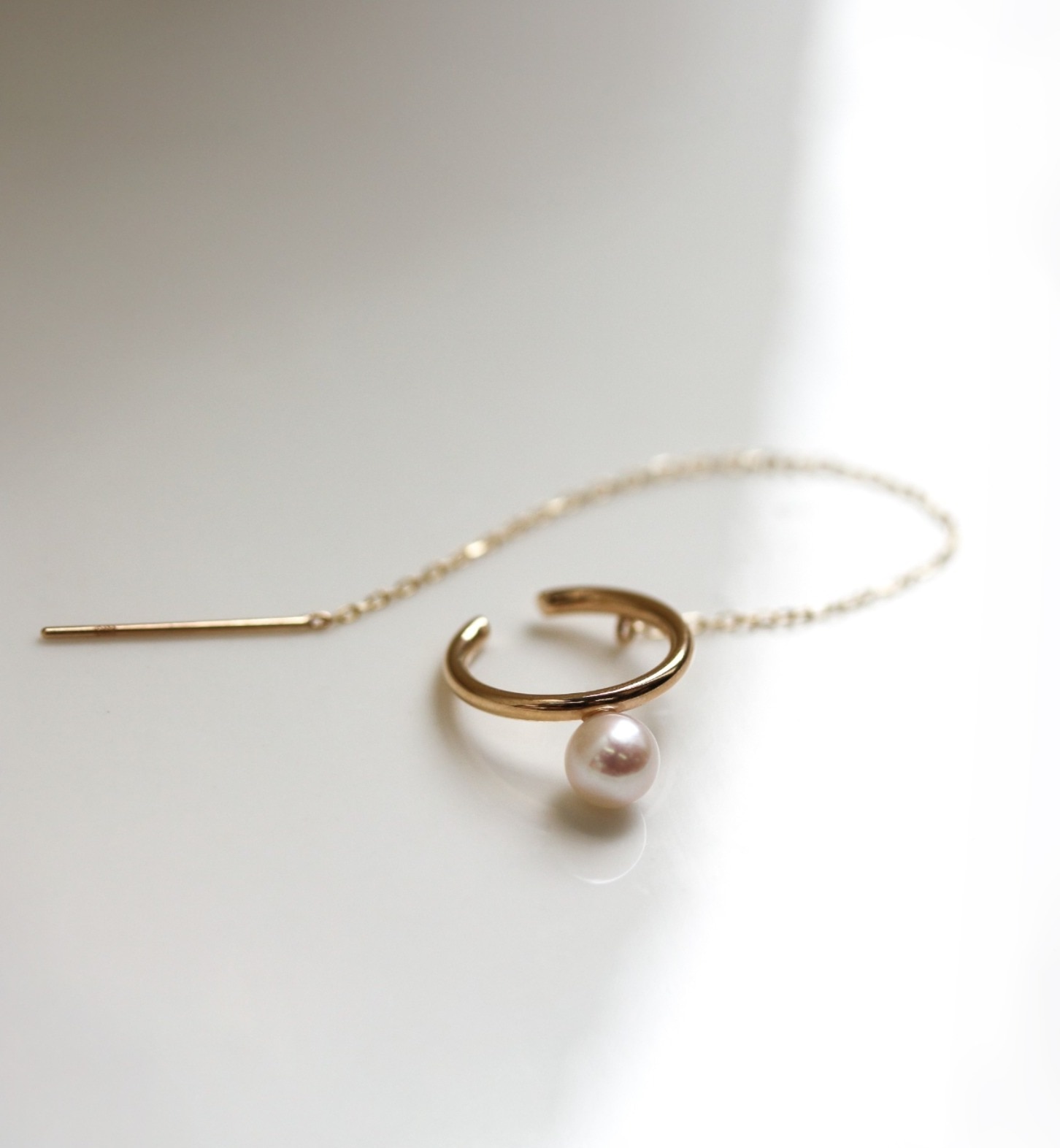 Chain Pearl Ear cuff (片耳用) | K10YG|cui-cui(キュイキュイ)の通販