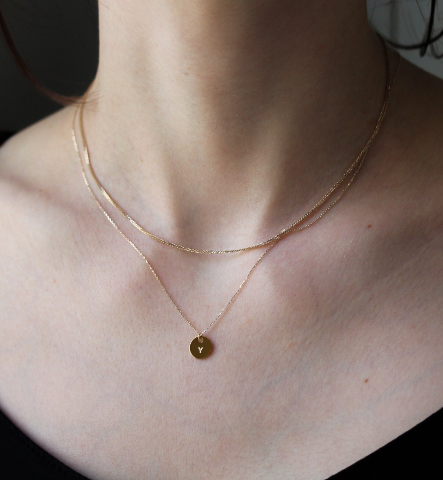 Initial Coin Necklace | K10YG〈イニシャルH〉