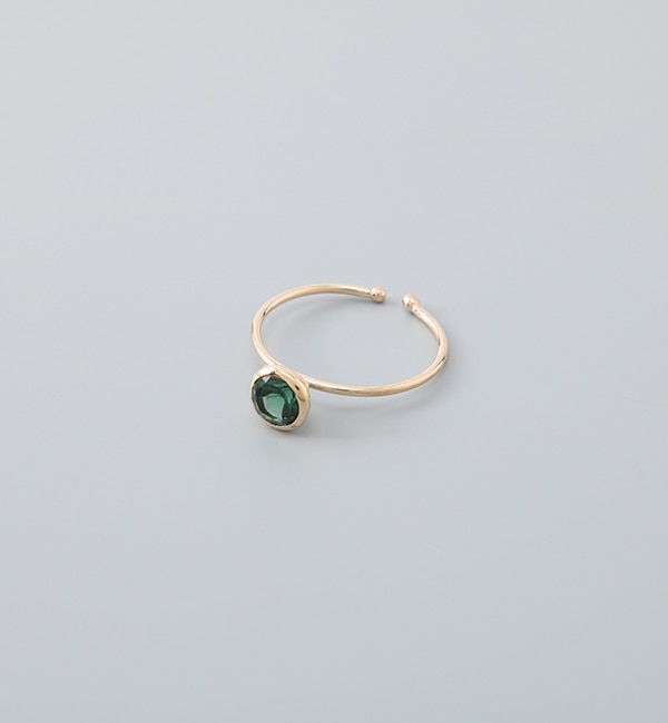 Green Quartz bezel Ring | K10YG【サイズL】|cui-cui(キュイキュイ)の