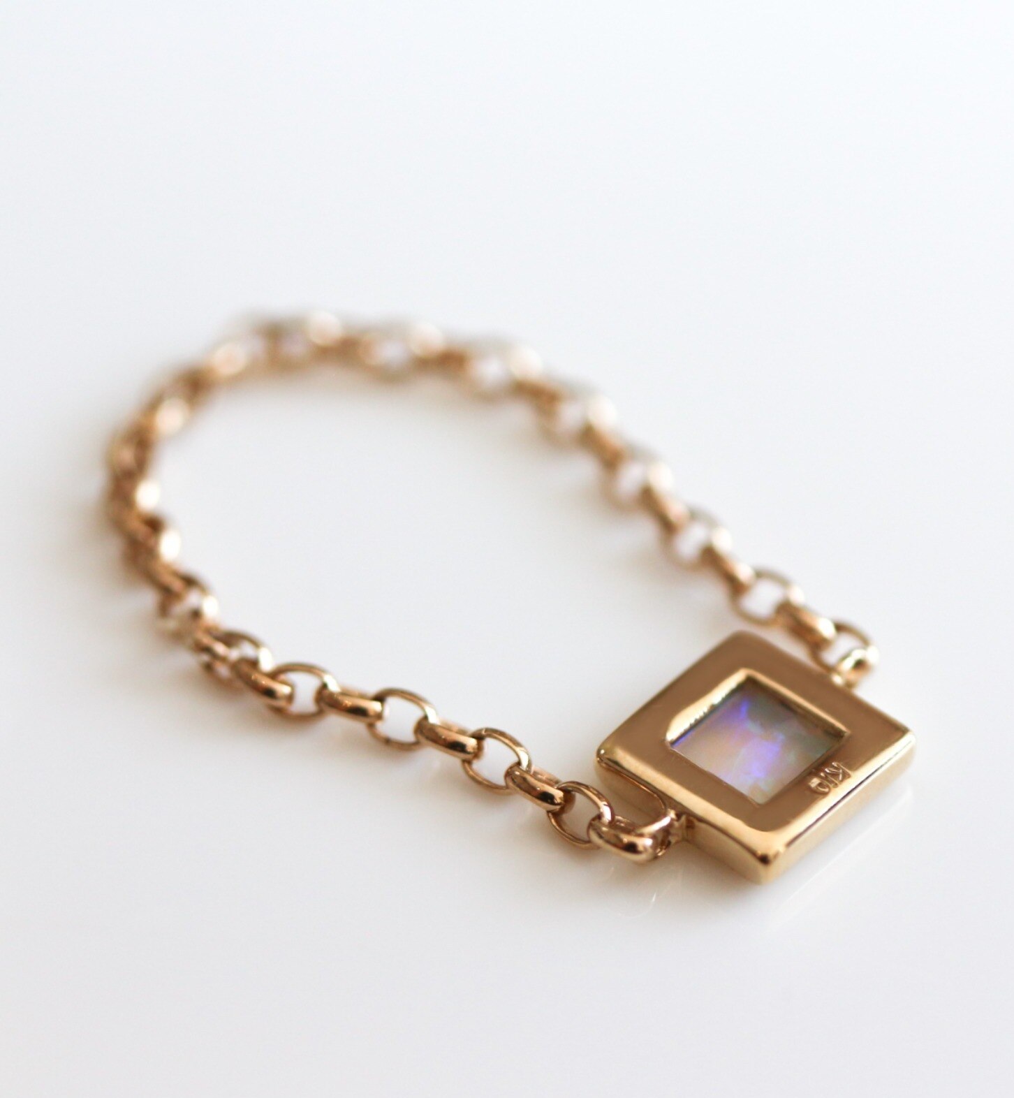 Square Opal Chain Ring | K10YG|cui-cui(キュイキュイ)の通販｜アイルミネ