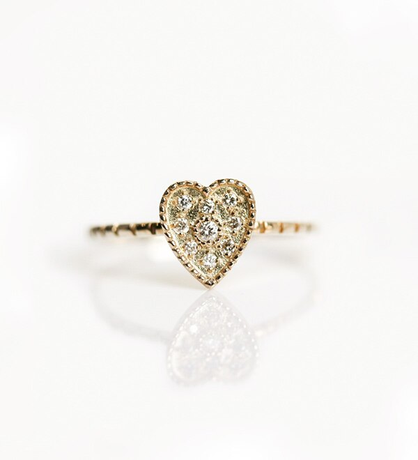 Heart Motif Diamond Ring | K10YG