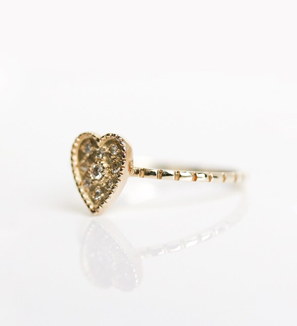 Heart Motif Diamond Ring | K10YG|cui-cui(キュイキュイ)の通販