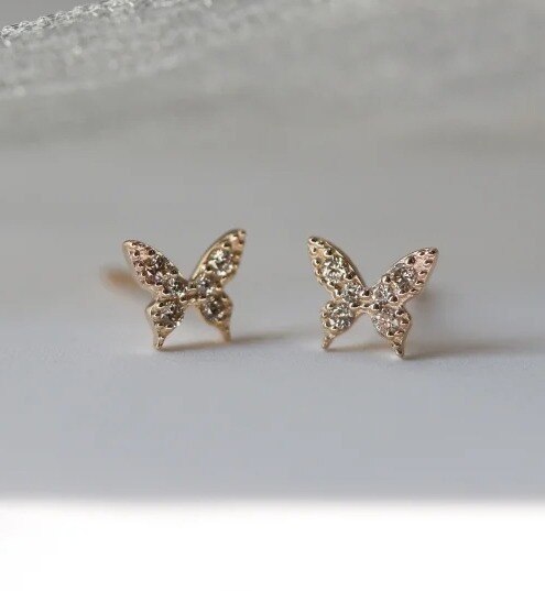 Butterfly Diamond Pierce | K10YG|cui-cui(キュイキュイ)の通販