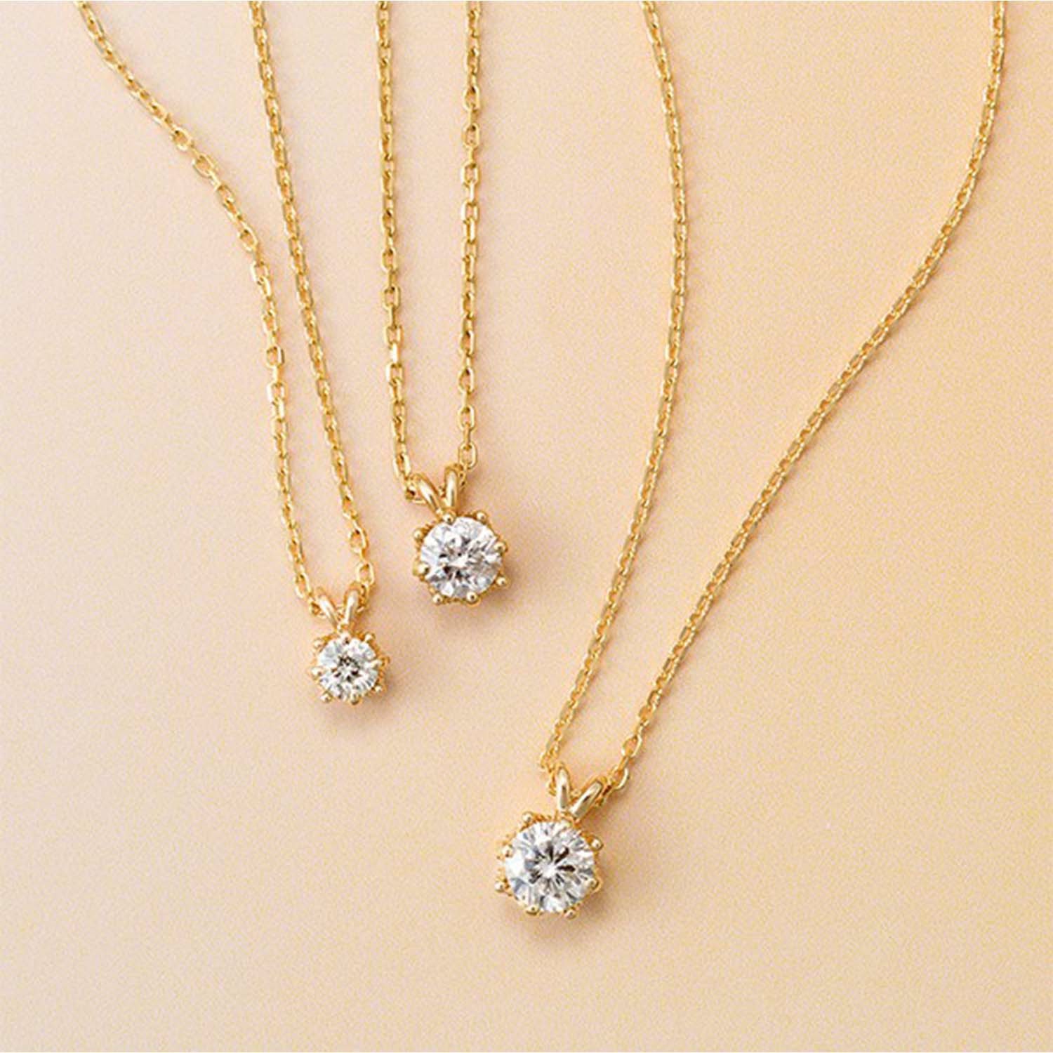 agete】K18ダイヤモンドネックレス 0.1ct-