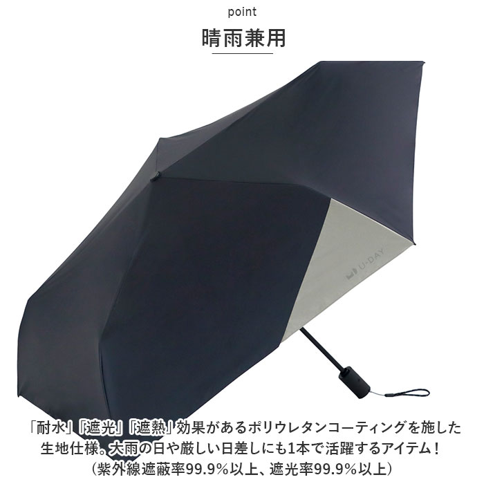 U-DAY ユーディ 折りたたみ傘 晴雨兼用 ミニ 55cm 傘 通販 晴雨兼用傘 自動開閉傘|BACKYARD  FAMILY(バックヤードファミリー)の通販｜アイルミネ