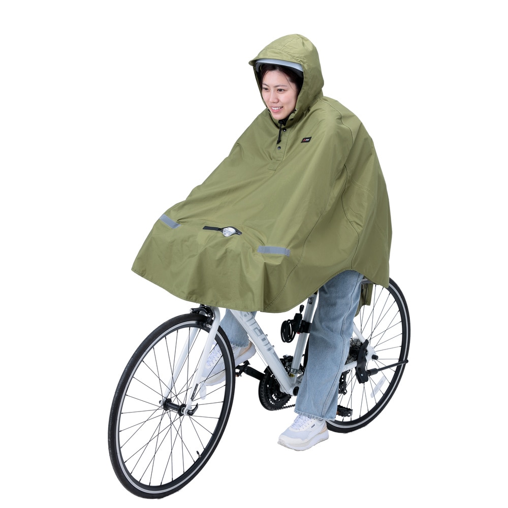 レインコート 自転車 ポンチョ 通販 ヒザを雨から守る レインポンチョ ライト用窓付き