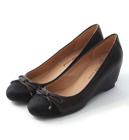 【グラウンド アンド グラウンドグリーンストア/ground＆ground green store】 【定価\15.000→\10.500】【Pretty NANA】ハラコリボンウェッジヒールパンプス [送料無料]