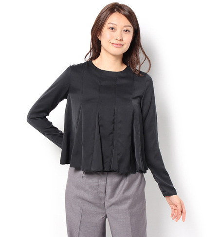 【アンド クチュール/And Couture】 サテンタックフレアーブラウス [送料無料]