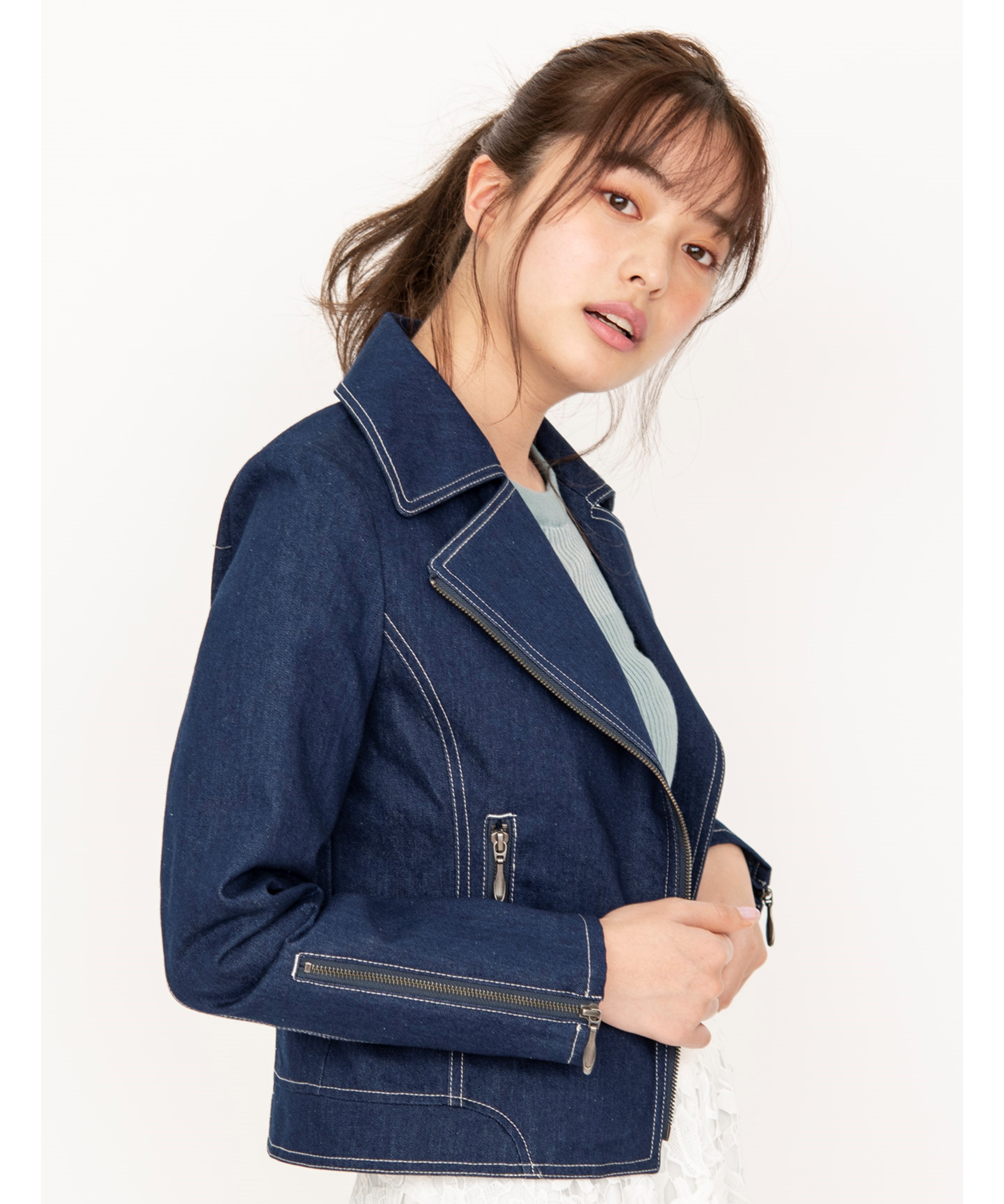 デニムライダースジャケット And Couture アンドクチュール の通販 アイルミネ デニムライダースジャケット And Couture アンドクチュール の通販 アイルミネ