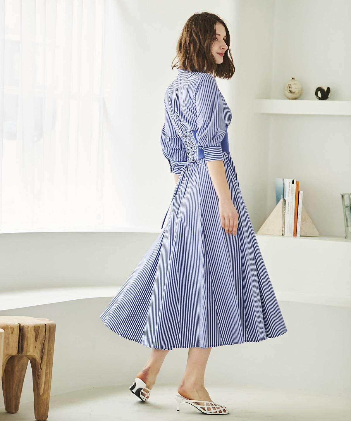 ウエストリブストライプシャツワンピース|And Couture(アンド ...