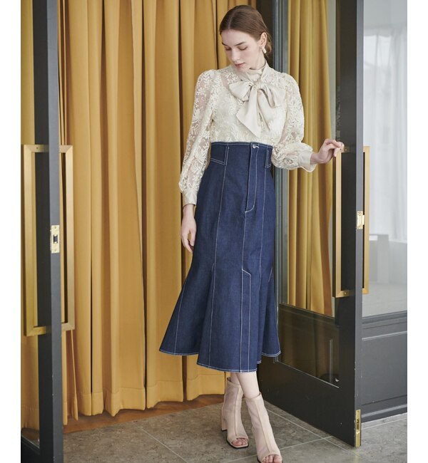 マチ切替ナローシルエットデニムスカート|And Couture(アンドクチュール)の通販｜アイルミネ