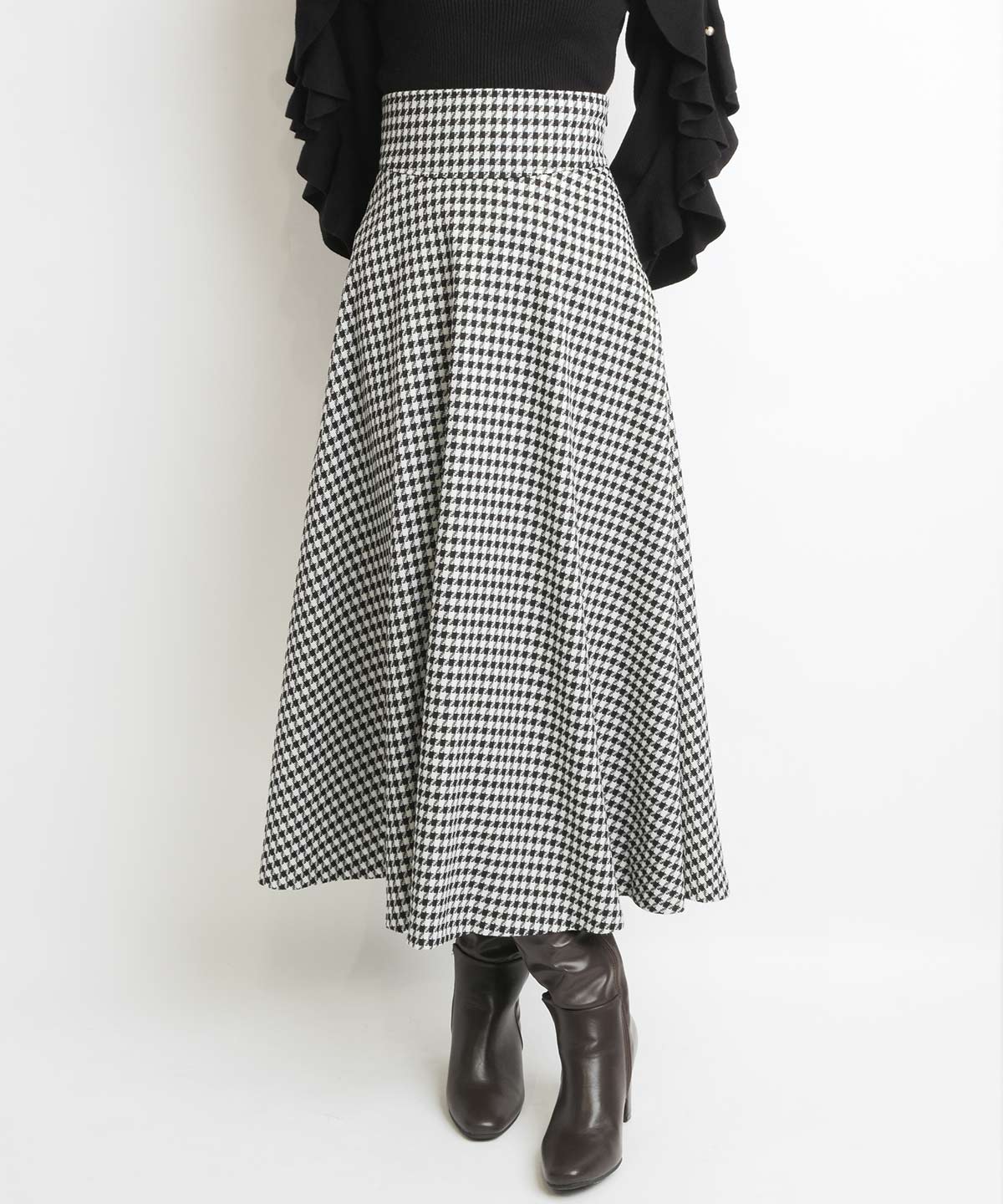 千鳥ジャガードフレアスカート|And Couture(アンドクチュール)の通販