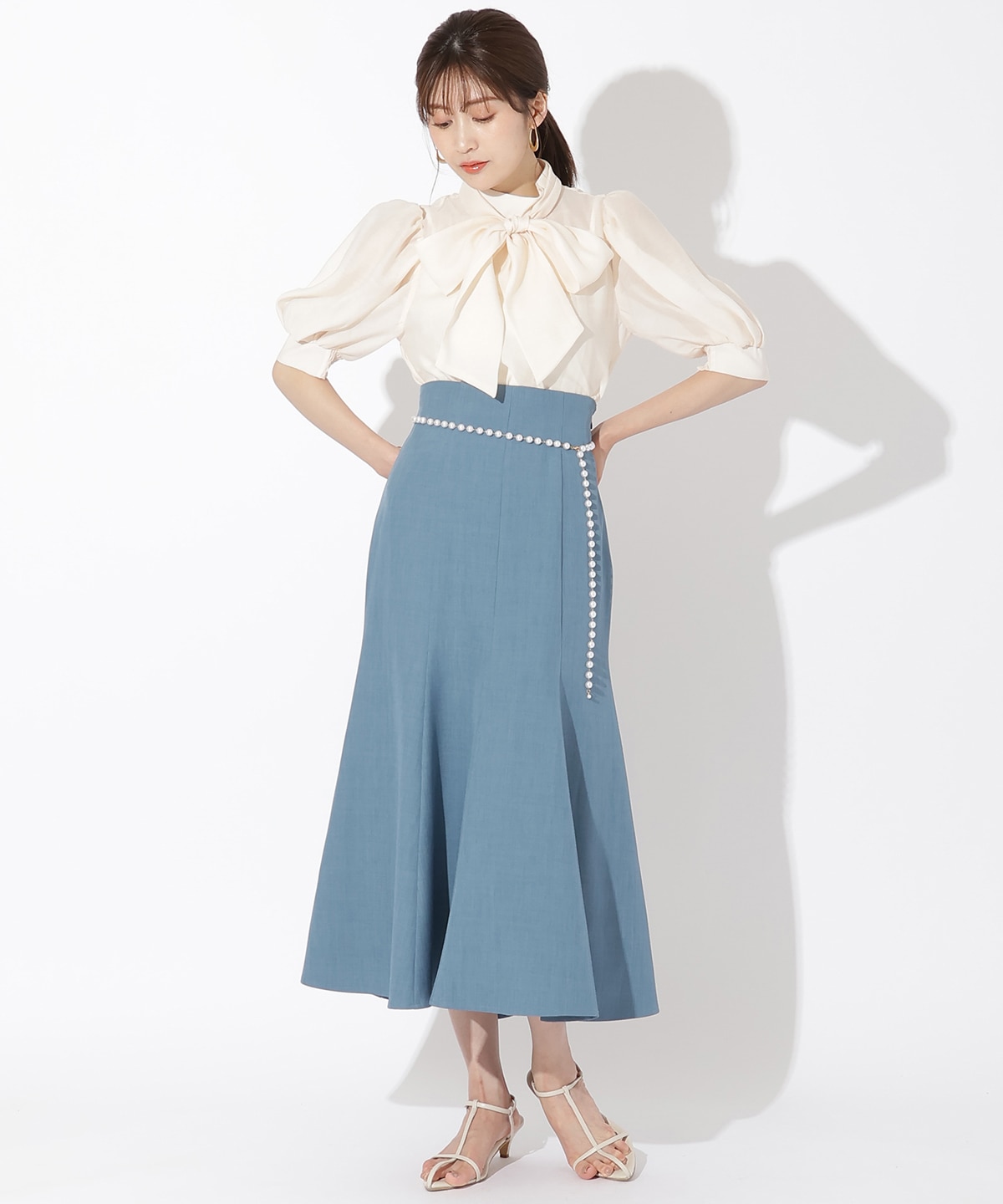 パールチェーン付きマーメイドスカート|And Couture(アンドクチュール 