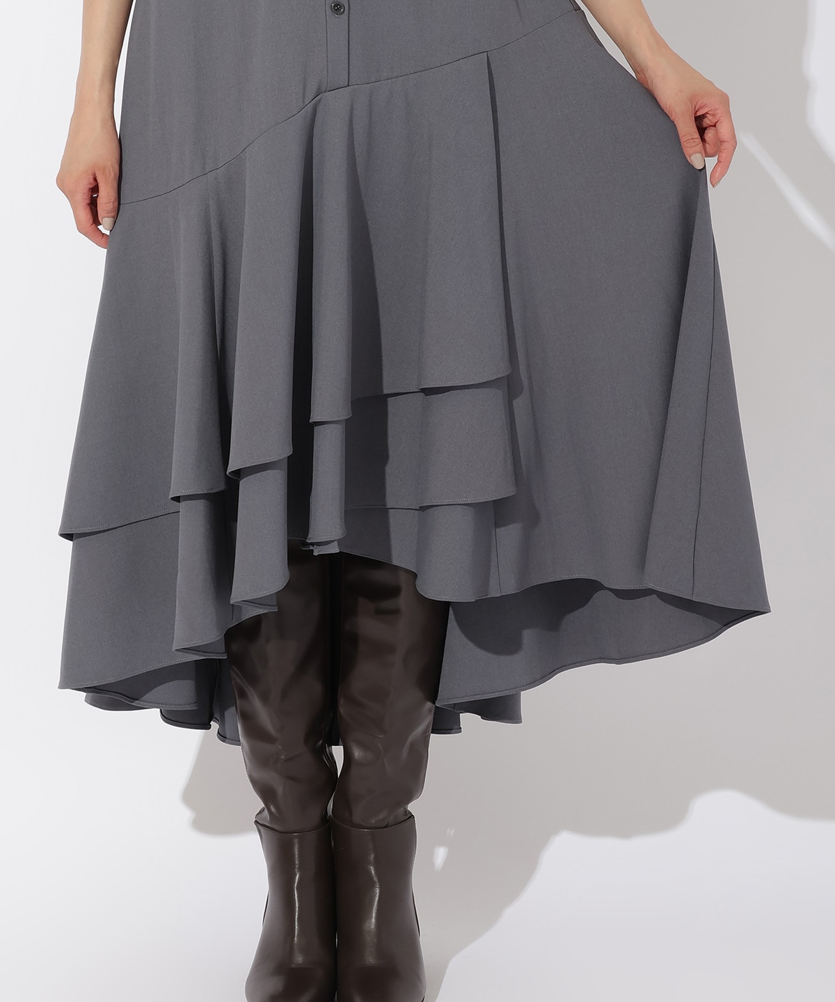 裾切替フリルシャツワンピース|And Couture(アンドクチュール)の通販