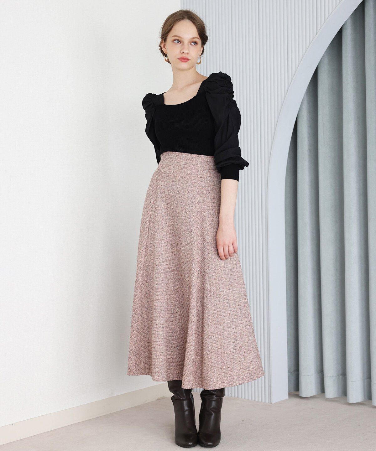 MIXカラーツィードスカート|And Couture(アンドクチュール)の通販 