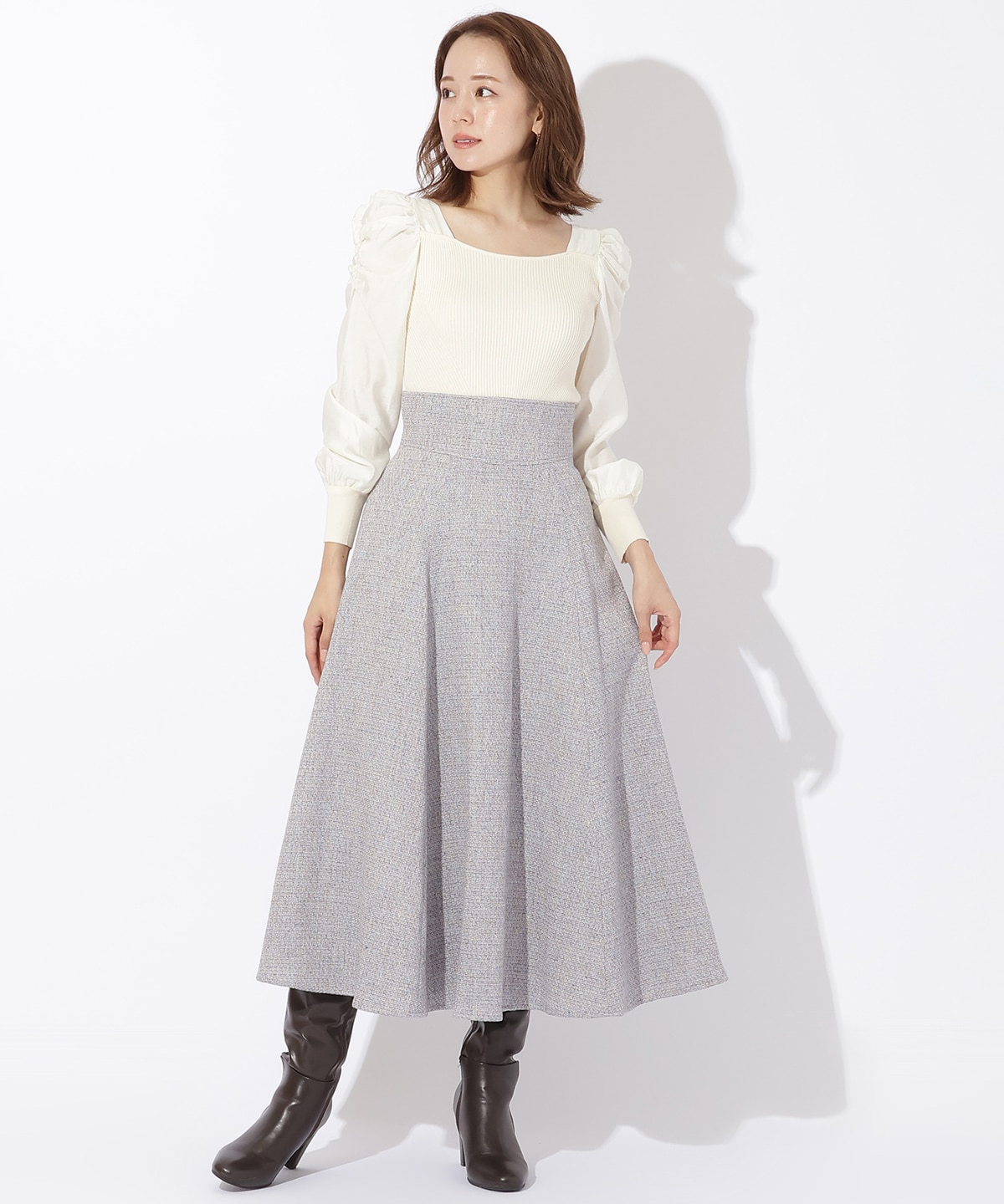 MIXカラーツィードスカート|And Couture(アンドクチュール)の通販
