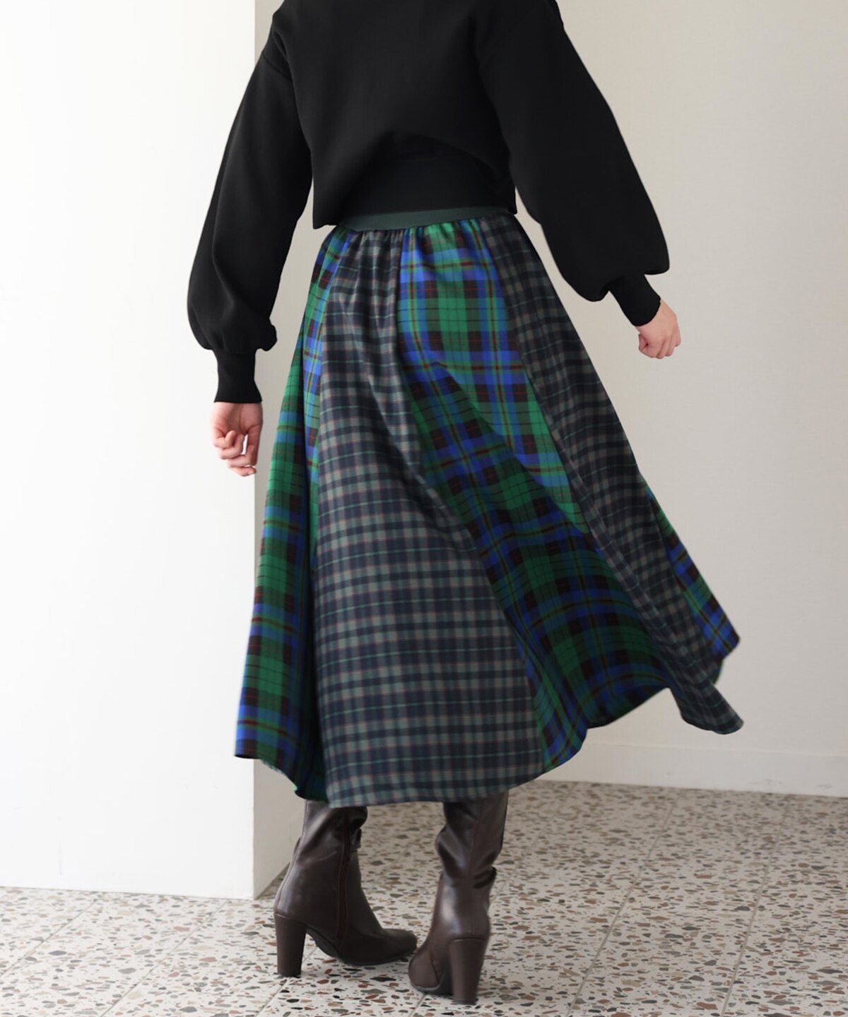 チェックMIXロングスカート|And Couture(アンドクチュール)の通販