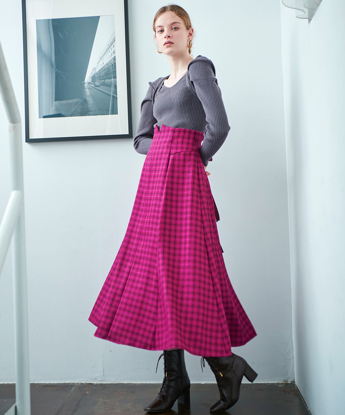 ロービングツイードバックジップスカート|And Couture(アンド