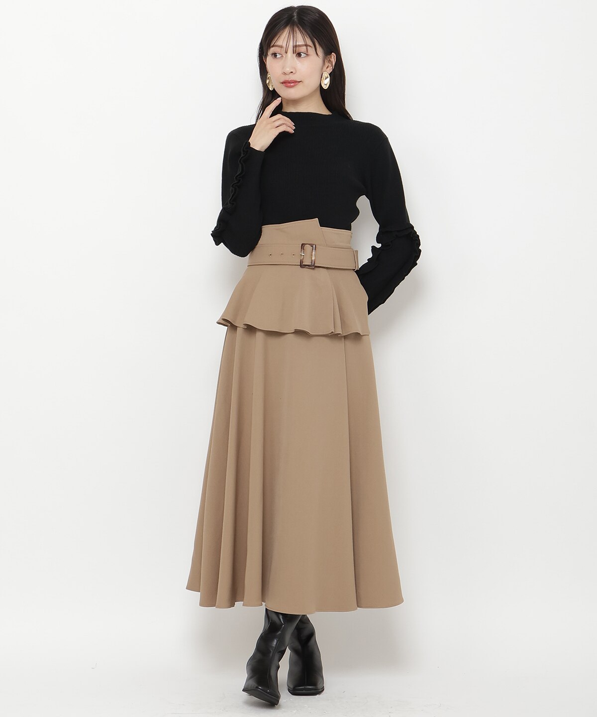 コルセットベルトフレアスカート|AND COUTURE(アンドクチュール