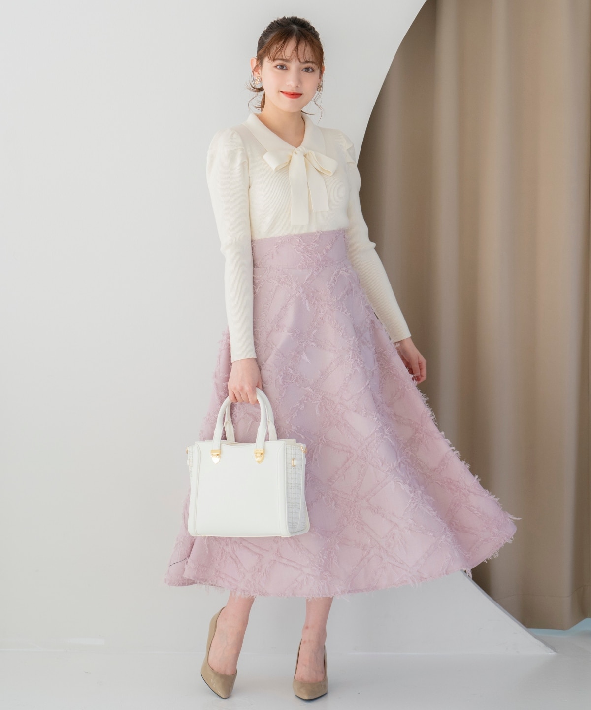 WILLSELECTION ウィルセレクション フレアスカート ピンク M 花 - スカート