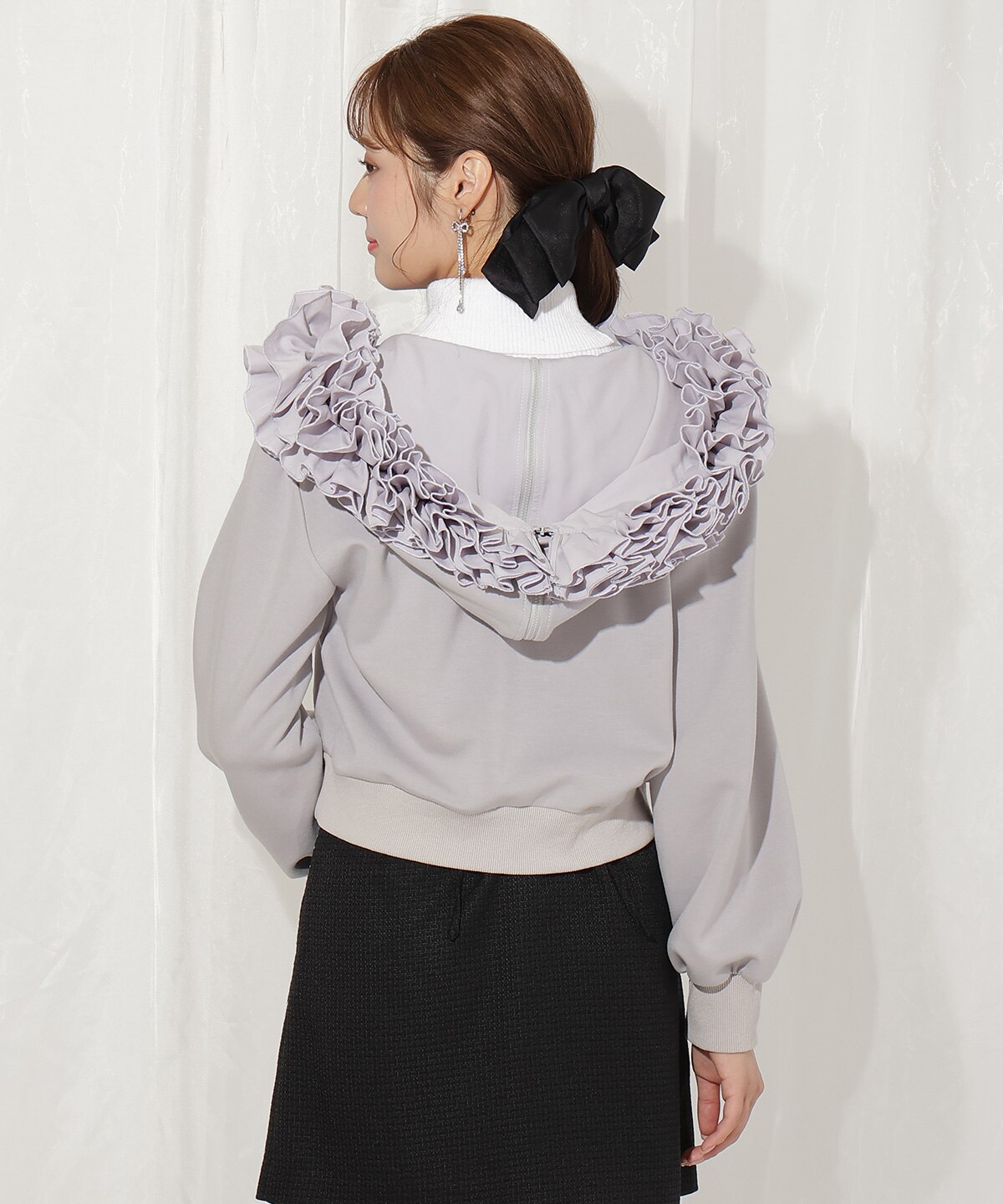 ウィルセレクション WILLSELECTION フードフリルパーカー （ブラック）