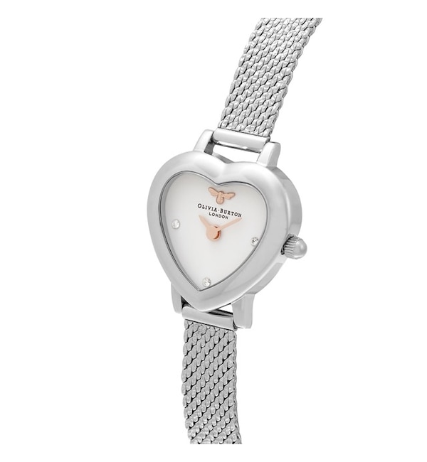 OLIVIA BURTON（ｵﾘﾋﾞｱﾊﾞｰ【ﾊﾞﾚﾝﾀｲ限定】 ﾐｰﾝﾄｩﾋﾞｰ -ﾐﾆ ﾎﾜｲﾄﾀﾞｲﾔﾙ  ｼﾙﾊﾞｰﾒｯｼｭ|H°M'S